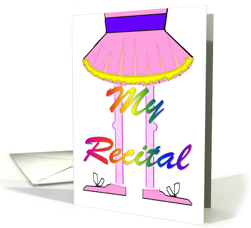 My Recital Invitation. Cartoon Ballerina in a Pink Tutu. card (845922)