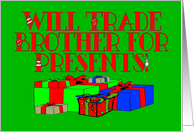 Will Trade Brother for Presents! Red and Green. card