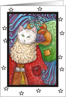 Cat as Vintage St. Nick card