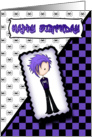 Little Emo Boy Birthday Card in Black and Purple card