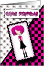 Little Emo Girl Birthday Card in Black and Pink card