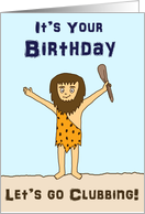 Caveman Clubbing Humorous Birthday Card
