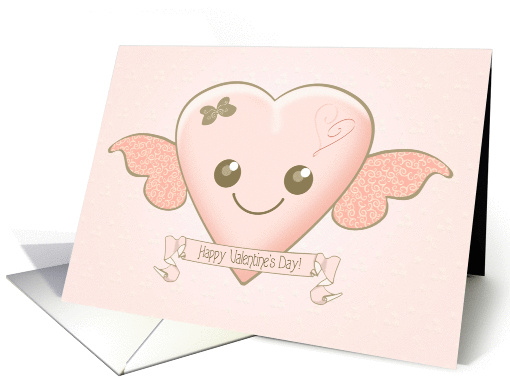 Cute Kawaii Valentine Heart in Pink card (737947)