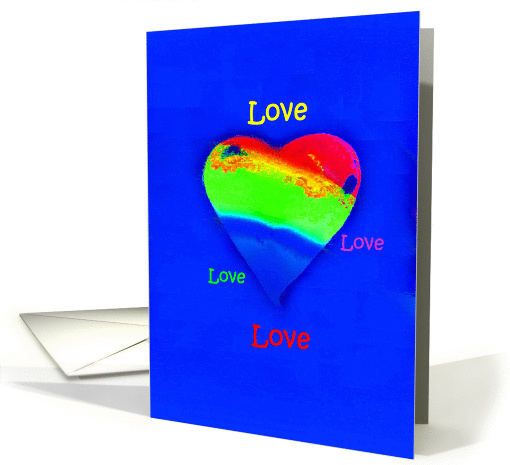 colorful rainbow red, yellow, green and blue heart card (750594)