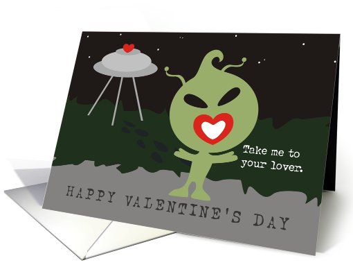 Love Martian alien spaceship Valentine's Day card (743164)
