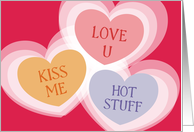 Candy hearts corny phrases Valentines Day card