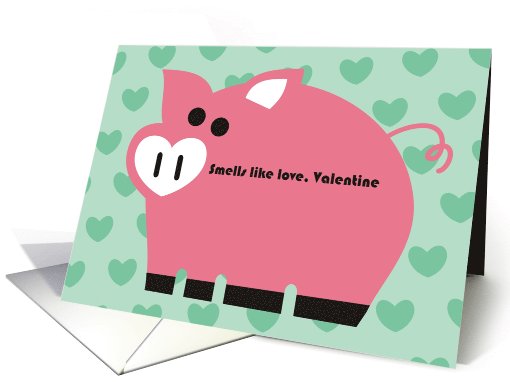 Cute funny pig heart snout Valentine's Day card (743171)