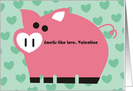 Cute funny pig heart snout Valentine’s Day card