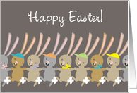 Cute dancing girl boy bunnies Happy Easter card
