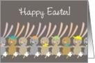 Cute dancing girl boy bunnies Happy Easter card