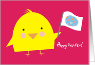 Cute kawaii chick waving egg flag Easter cards