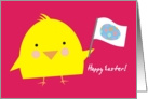 Cute kawaii chick waving egg flag Easter cards