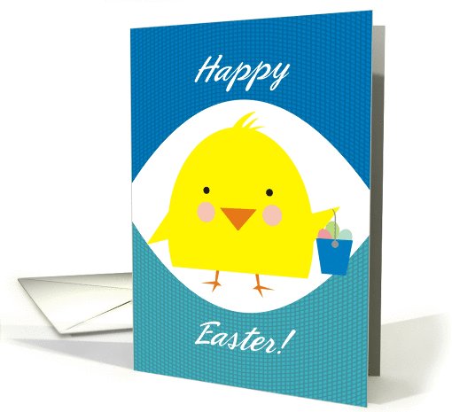 Cute kawaii chick colored egg pail Easter card (747930)