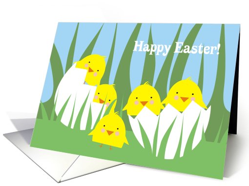 Cute kawaii hatching egg chicks Easter card (747935)