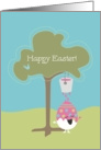 Easter egg taking pink polka dot shower card