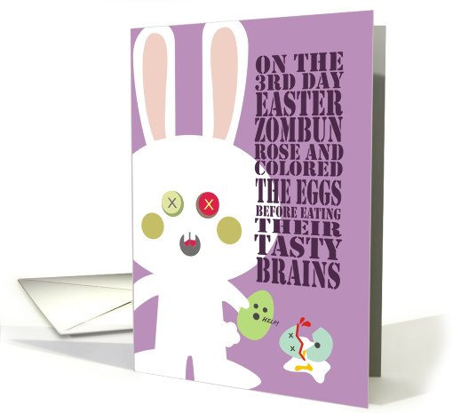 Zombie bunny eating egg brains funny Easter card (771584)