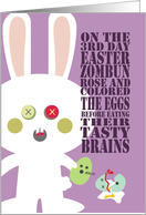 Zombie bunny eating egg brains funny Easter card