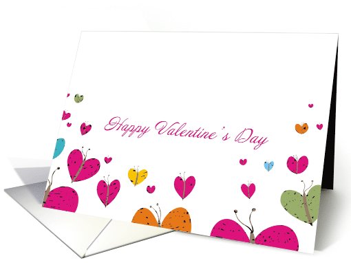 Colorful butterfly hearts Valentine's Day card (771588)