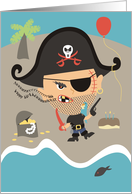 Pirate on treasure island birthday card