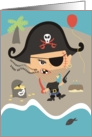 Pirate on treasure island birthday card