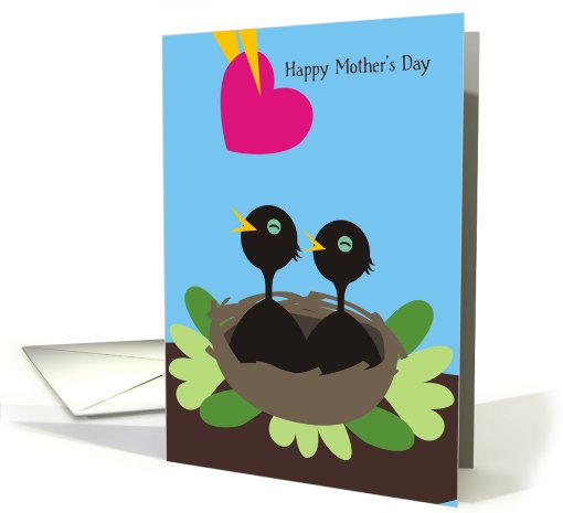 Cute baby birds happy nest Mother's Day card (796085)