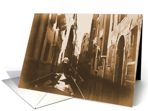 sepia venice canal blank note card (745210)