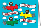 Bears Flying Planes Birthday Card