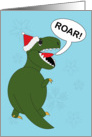 Christmas Tyrannosaurus Rex Dinosaur wearing Santa Hat card