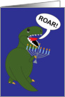 Hanukkah Tyrannosaurus Rex Dinosaur with Menorah card