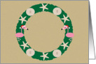 Christmas Beach Sand dollar shells Starfish Flamingo Wreath card