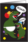 Mother’s Day Tyrannosaurus Rex Dinosaur Mom Colorful Circles Black card