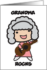 Grandma Rocks Grandparents Day Guitar Cartoon Personalize card