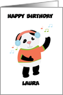 Birthday Dancing Panda Bear Music Notes Personalize Custom Name card