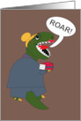 Library Workers Day Trex Dinosaur Funny card