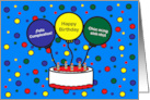 Happy Birthday Spanish Vietnamese Cake Balloons Confetti card