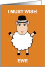 Happy Thanksgiving Wish Ewe Sheep Pilgrim Hat Funny card