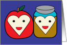 Rosh Hashanah Shanah Tovah Apple Honey Kawaii Cute Blue card