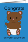 New Parent Congrats New Baby Son Bear card