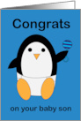 New Parent Congrats New Baby Son Penguin card