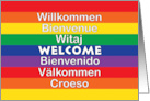 Welcome Rainbow Stripes Many Languages card