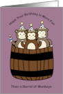 Birthday Cute Barrel of Monkeys Funny card
