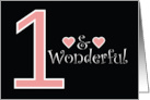 One and Wonderful Pink Hearts Black Background card