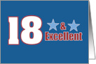 18 and Excellent Stars Red White Blue For Him card