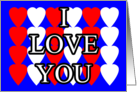 I Love You with Heats Blue Background card
