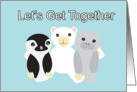 Let’s Get Together for Dinner, Cute Cartoon Animals card