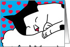 Dreaming of You Black White Cat Sleeping Missing You card
