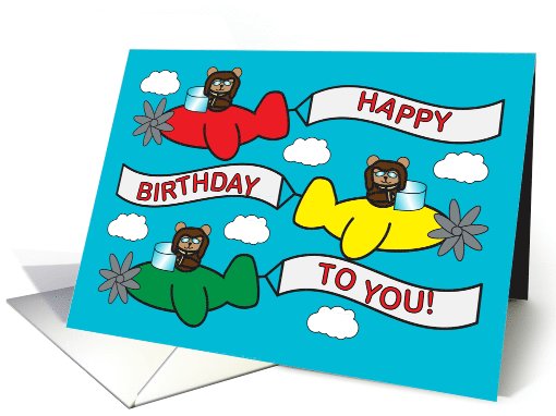 Bears Flying Planes Birthday card (1050207)