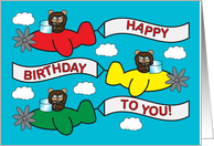 Bears Flying Planes Birthday Card