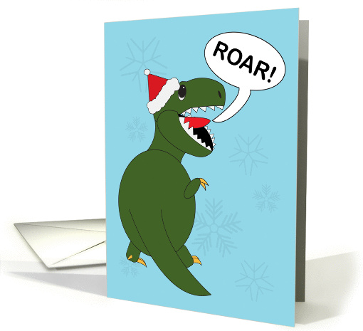 Christmas Tyrannosaurus Rex Dinosaur wearing Santa Hat card (1107828)