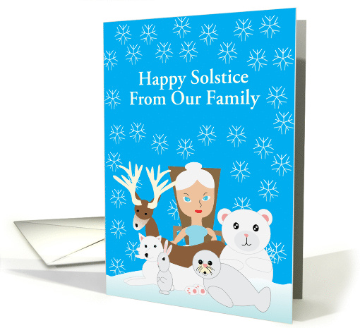 Solstice Winter Mother Nature with Animals Family Custom Text card